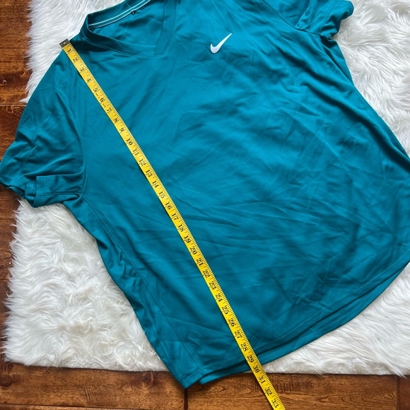 Nike Mens Activewear Short Sleeve T Shirt Blue Solid V Neck Logo 2XL - Picture 4 of 5